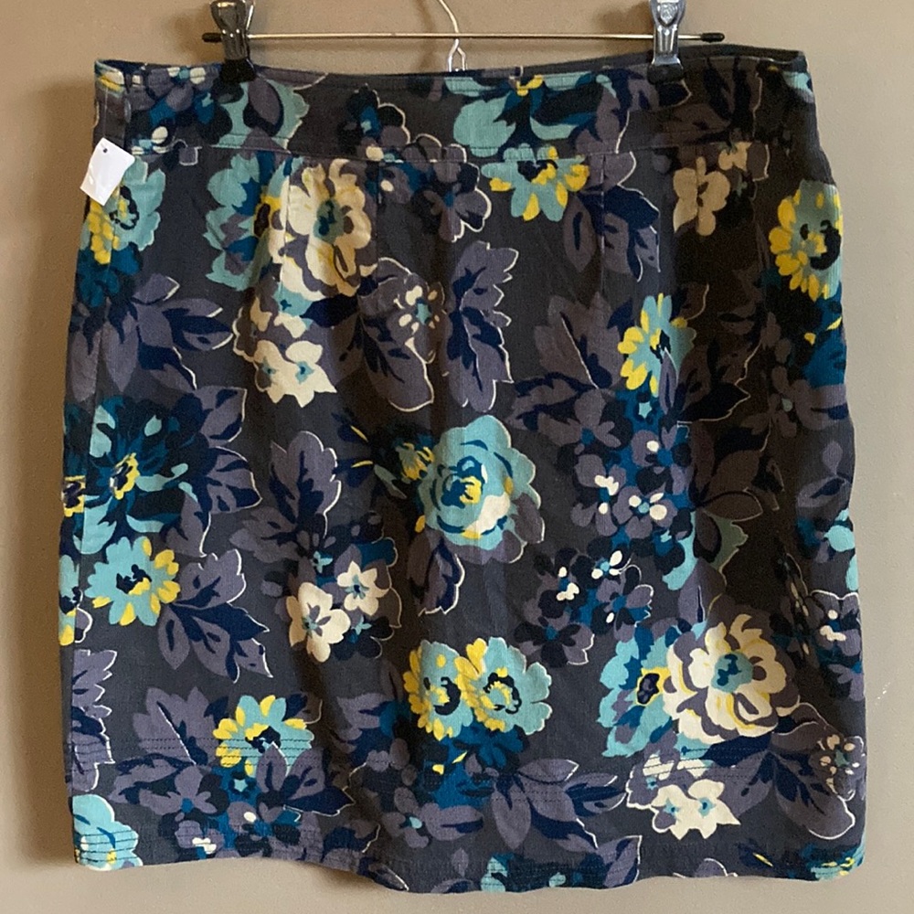 Boden corduroy floral print straight skirt